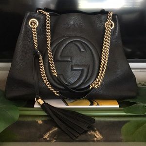 Gucci Womens Soho Chain Shoulder Handbag Bag black